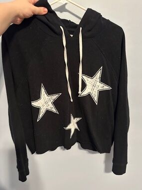Grayson Threads Black Hoodie with White Star Appliqués